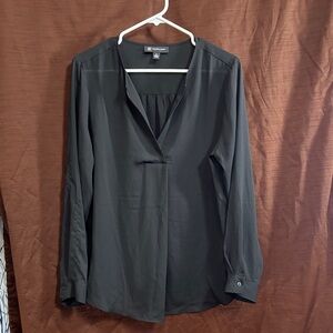 INC International Concepts Black V-Neck Blouse